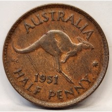 AUSTRALIA 1951Y. HALF 1/2 PENNY 